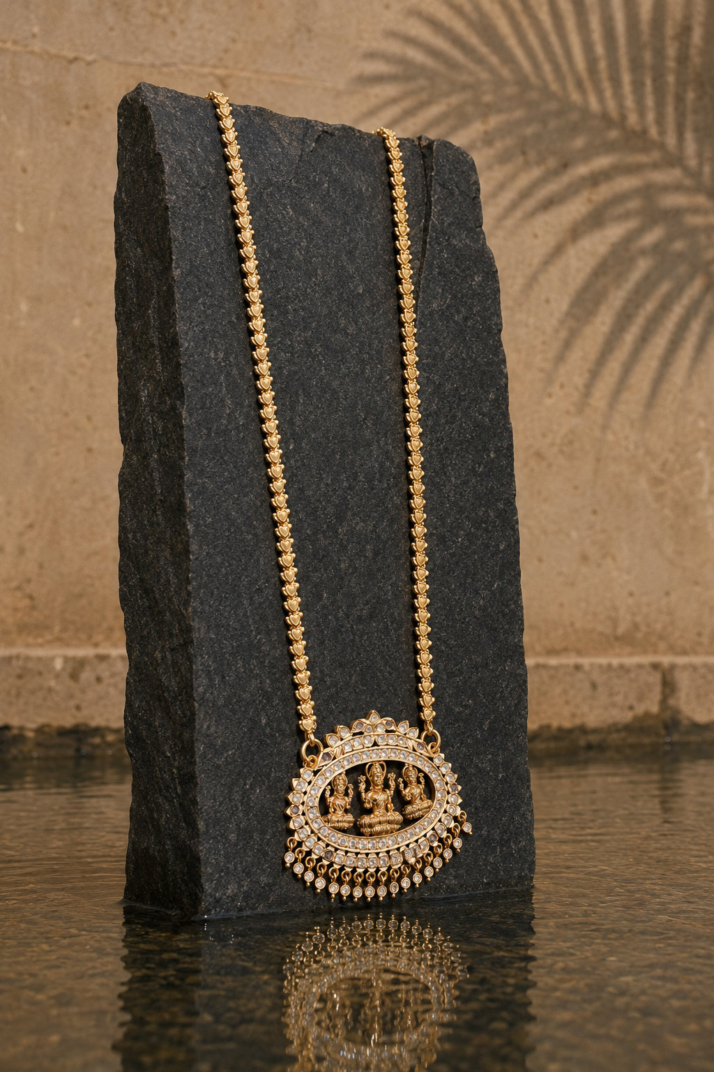 Ram Parivar Gold Plated Temple Pendant Long Necklace