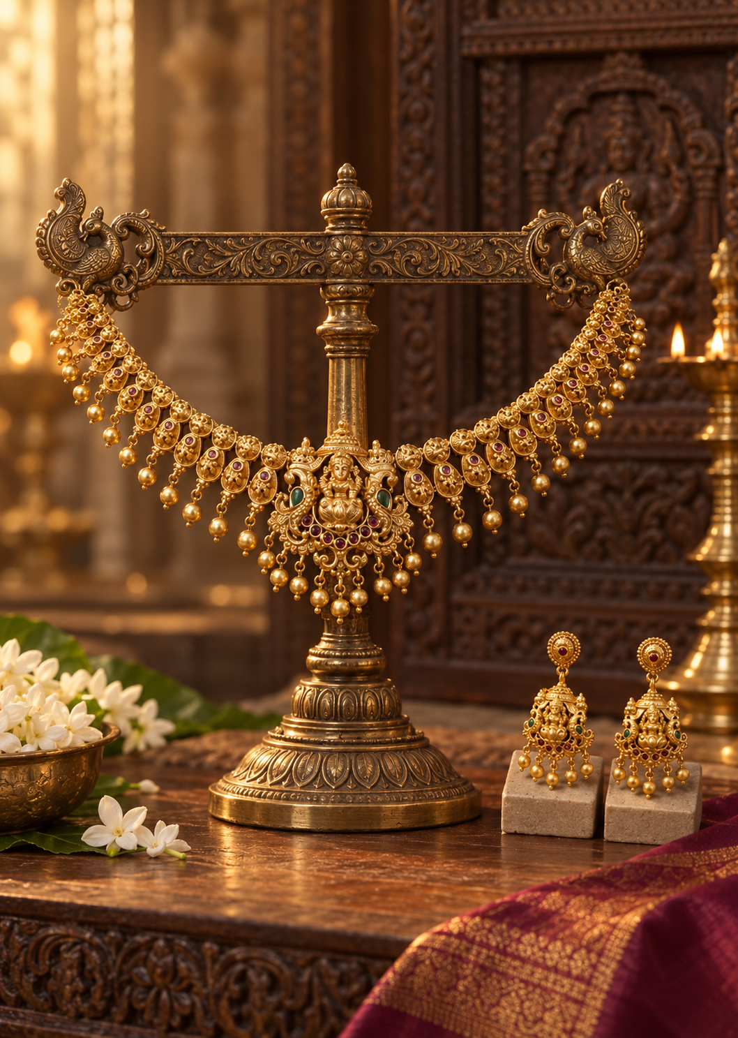 Lakshmi Devi Kasula Gold Plated Choker Necklace Set