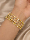 Gold Plated White Stone Floral Pattern Bangle