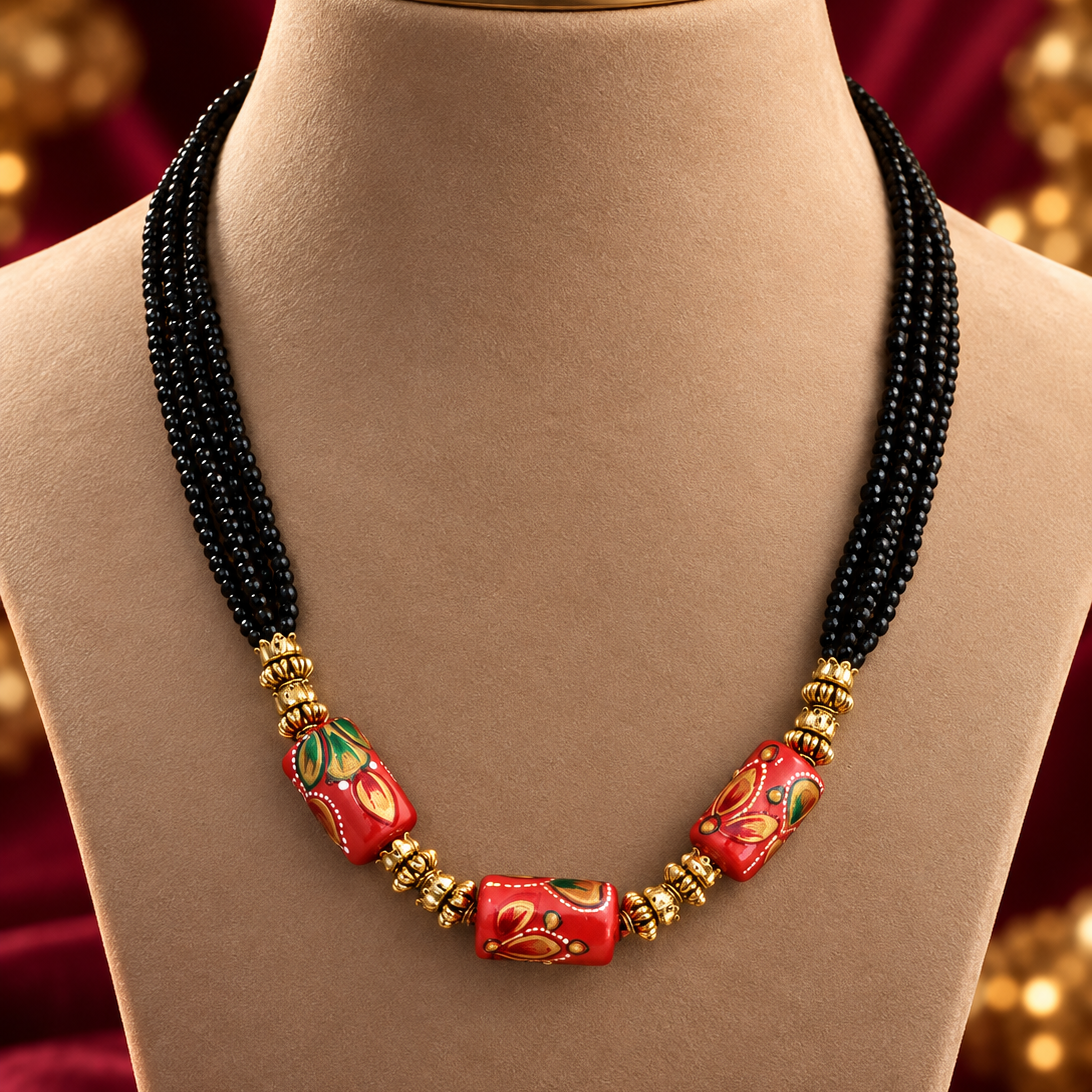Red Bead Painted Design Mangalsutra