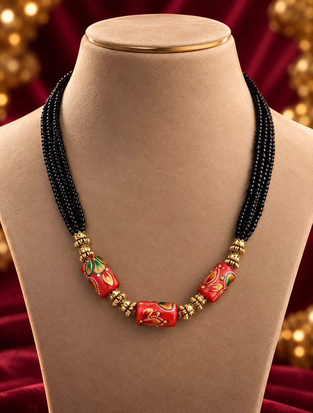 Red Bead Painted Design Mangalsutra