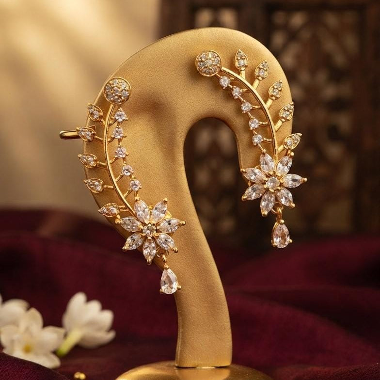 Floral Vine Crystal Drop Earrings