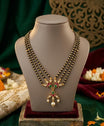 Gold Plated Black Bead Green Pink Stone Mangalsutra