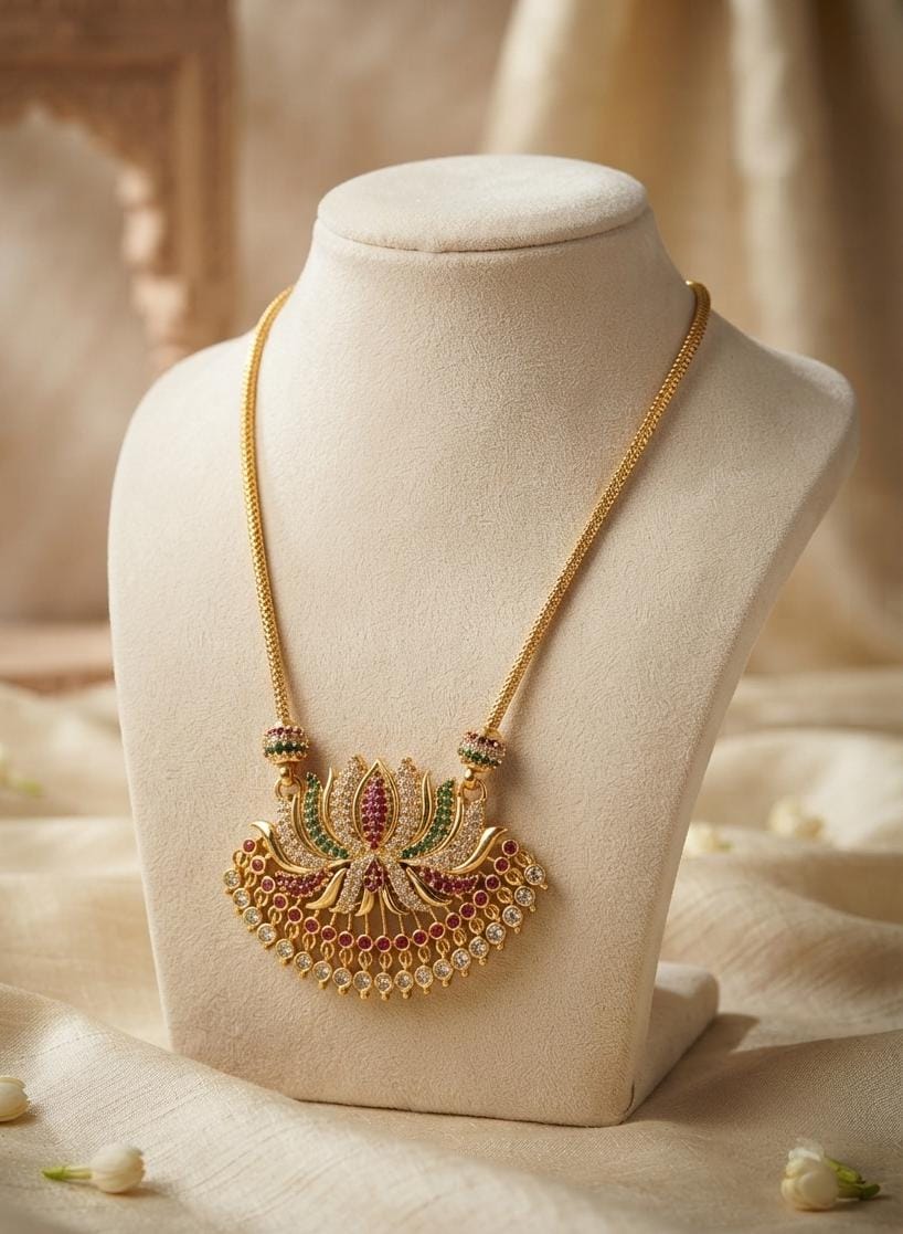 Gold Finish Peacock Pendant Necklace