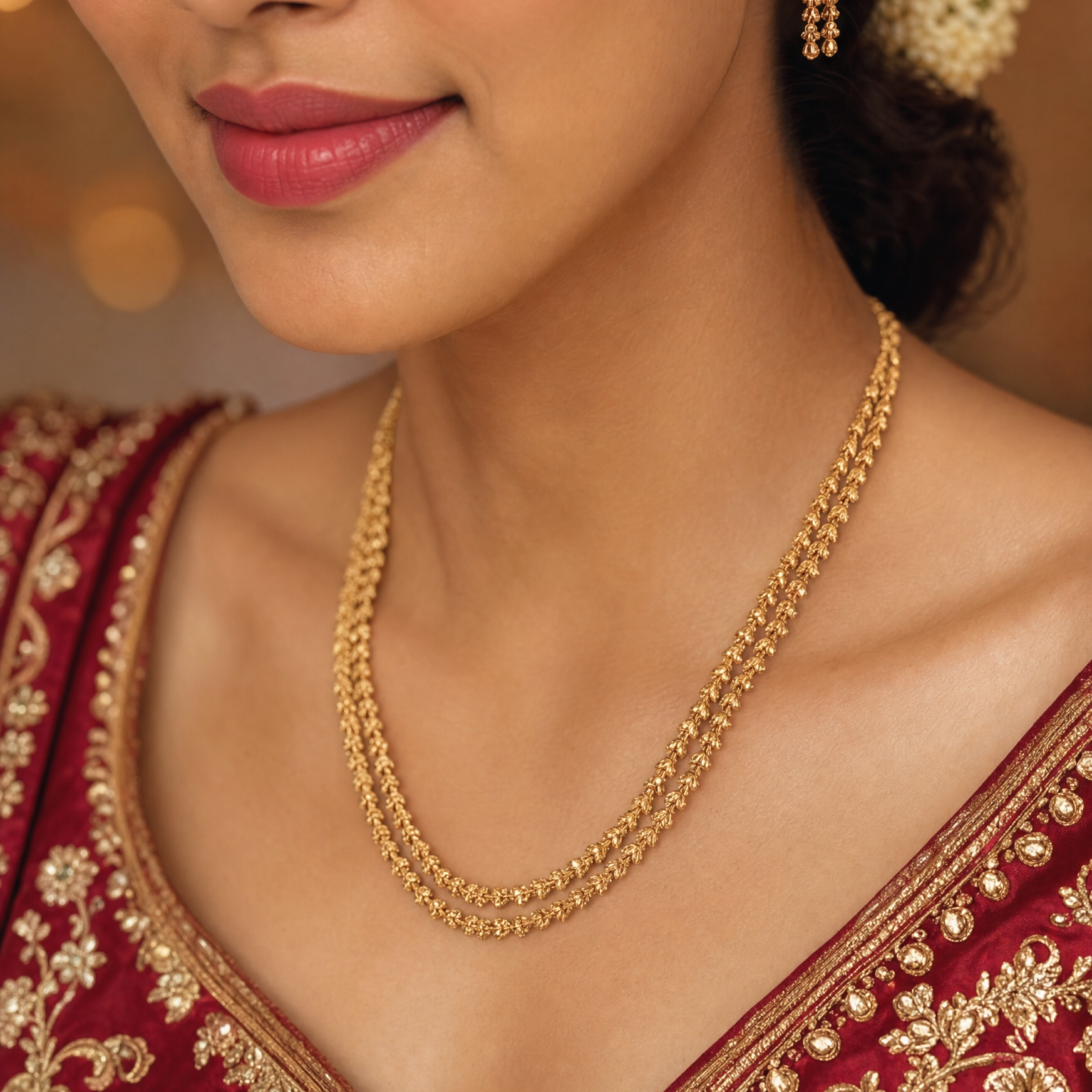 Double-Row Chain Gold Tone Necklace
