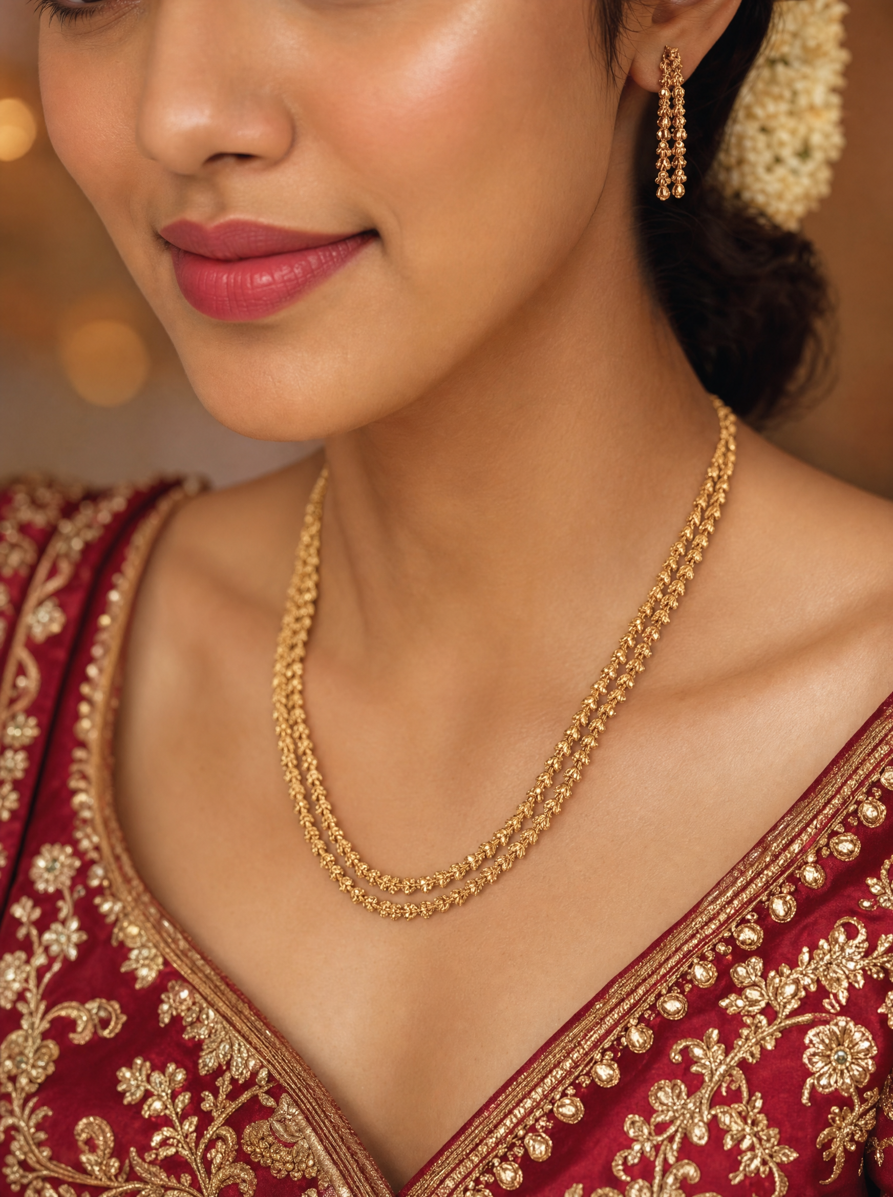 Double-Row Chain Gold Tone Necklace