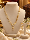 Gold Finish Floral Drop Necklace Set