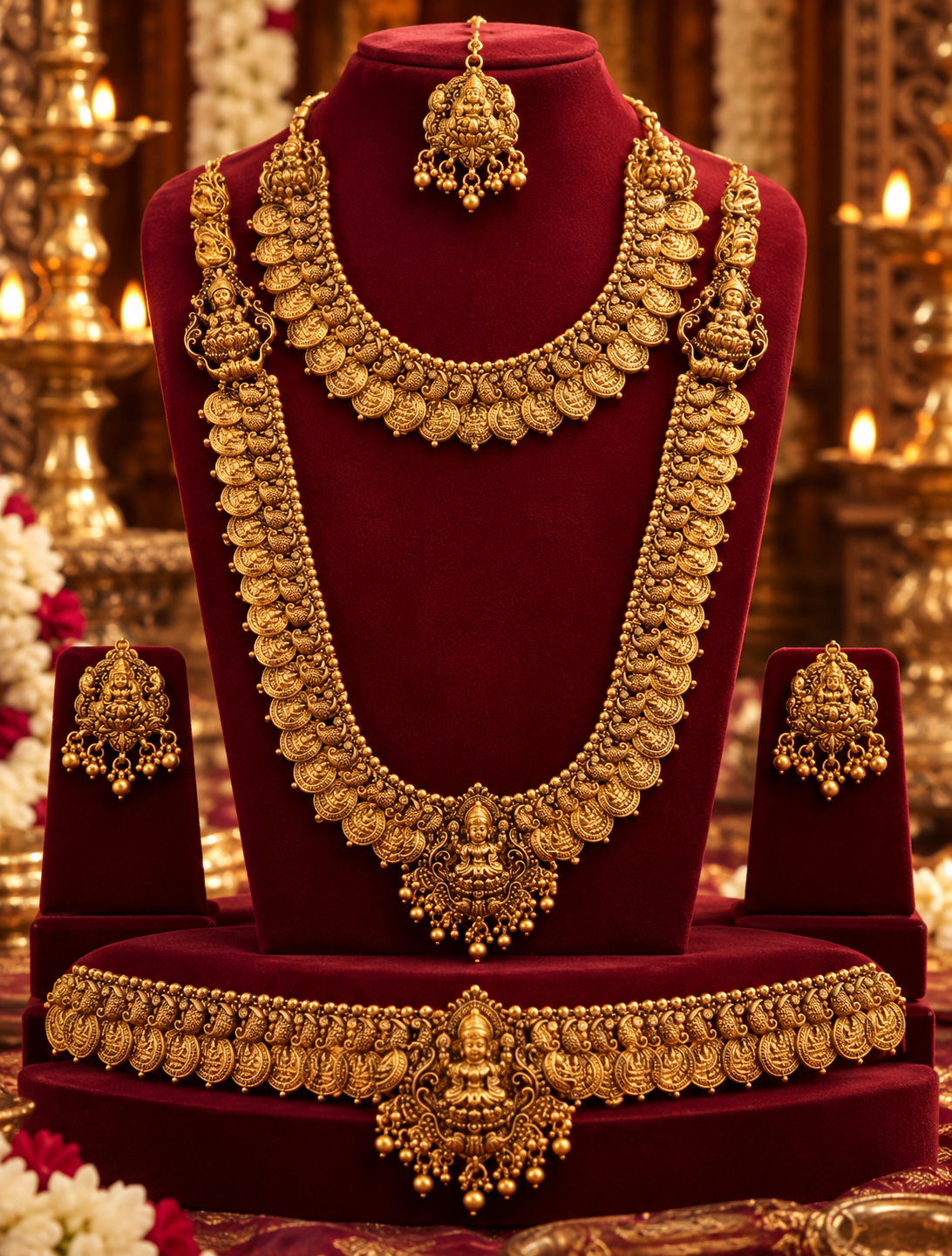 Semi Bridal Multilayer Peacock Stone Jewellery Set