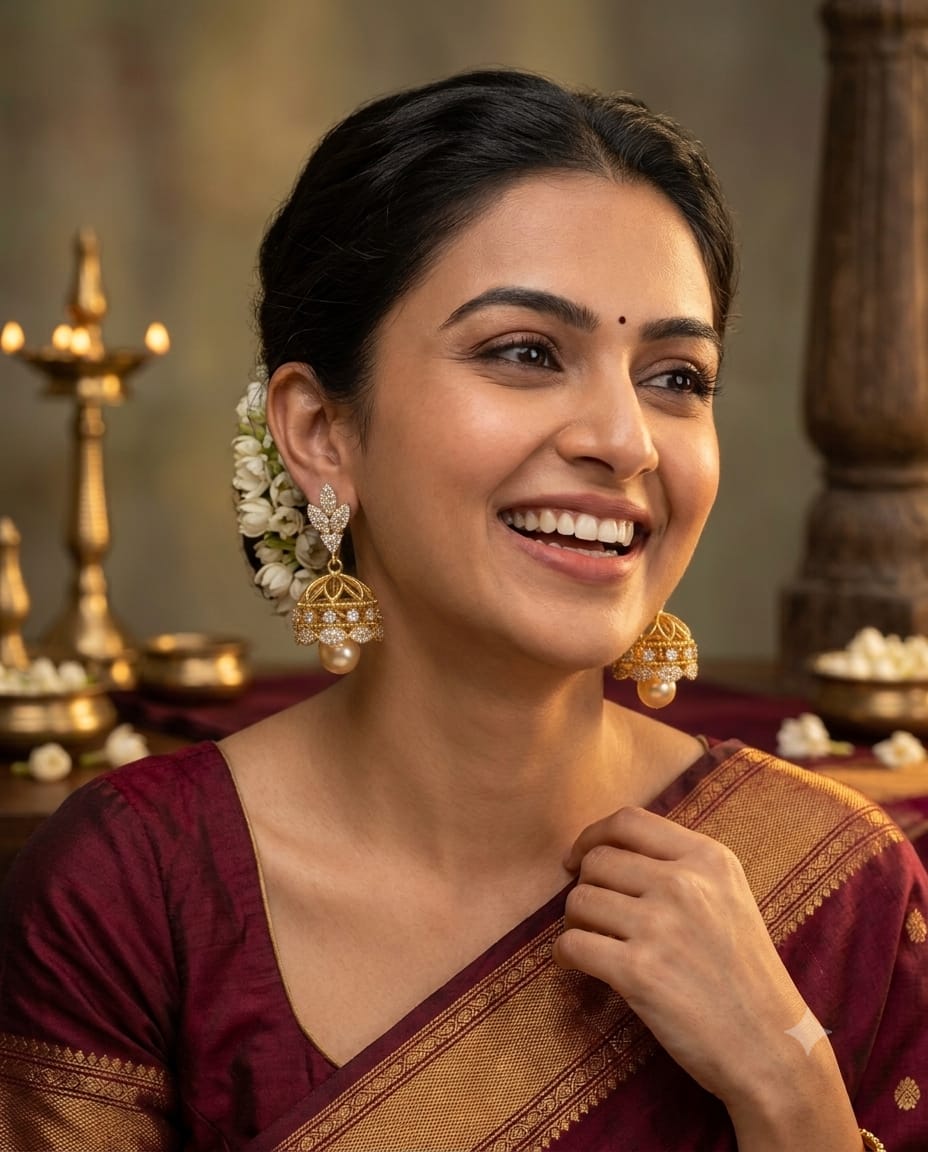 Gold Finish Stone Studded Dome Jhumka Earrings