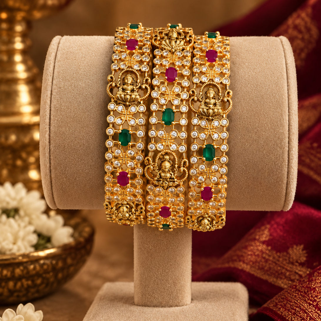 Multicolour Floral Temple Bangle