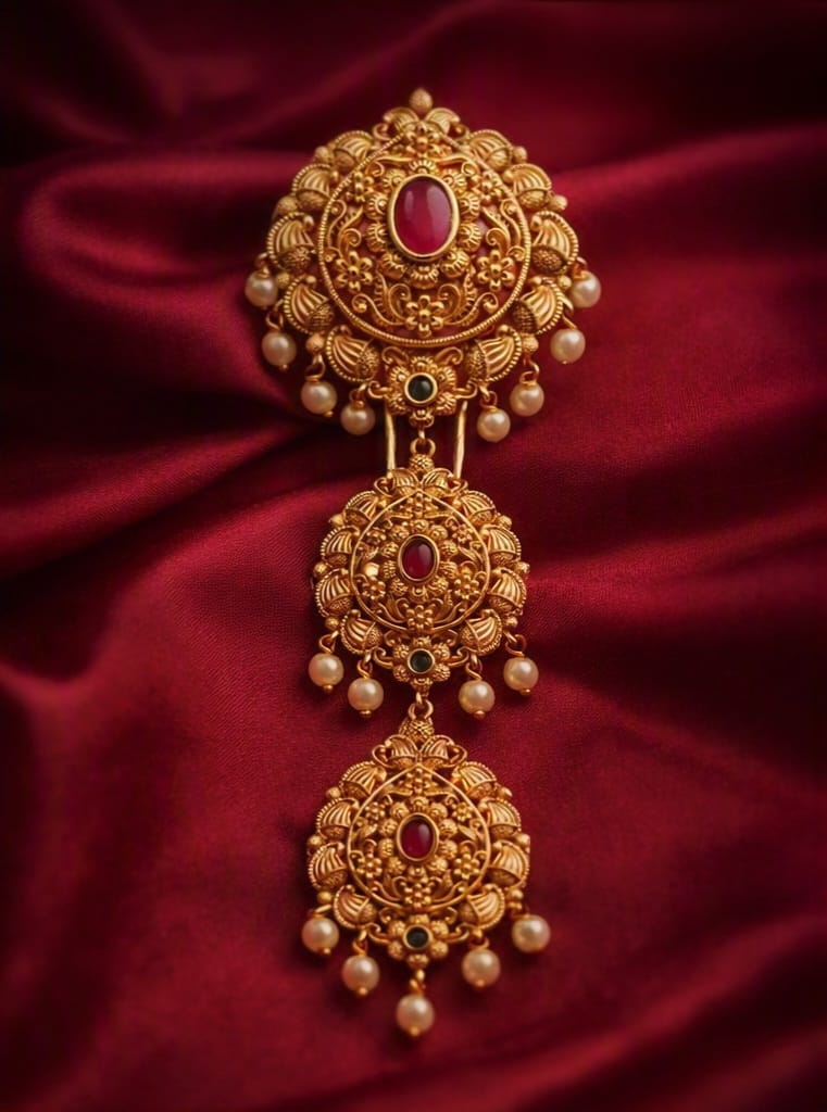 Ruby Stone Layered Hair Ornament