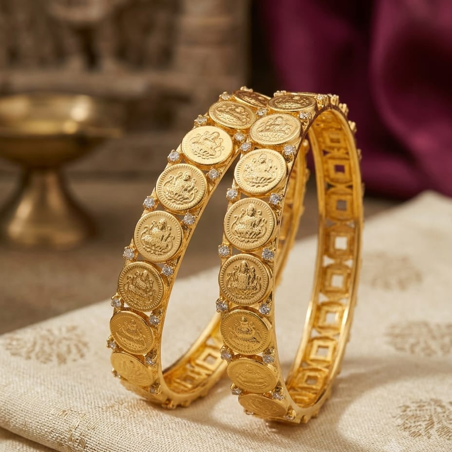 Gold Plated Coin Design Bangle