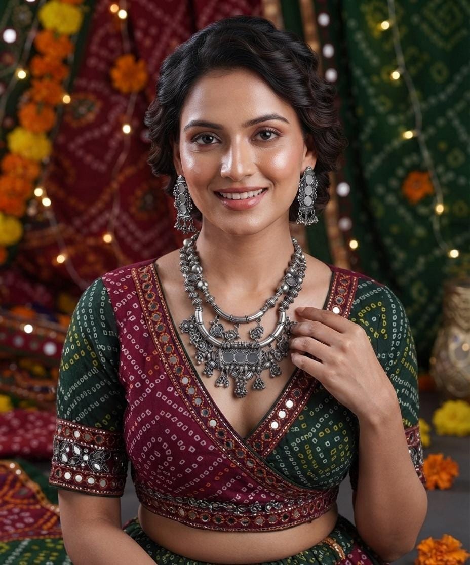 Oxidised Layered Statement Necklace Set