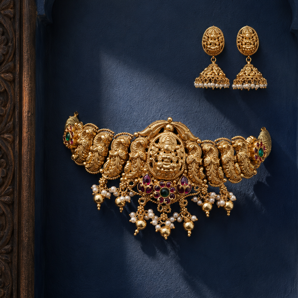 Lakshmi Devi Temple Gold Plated Choker Set