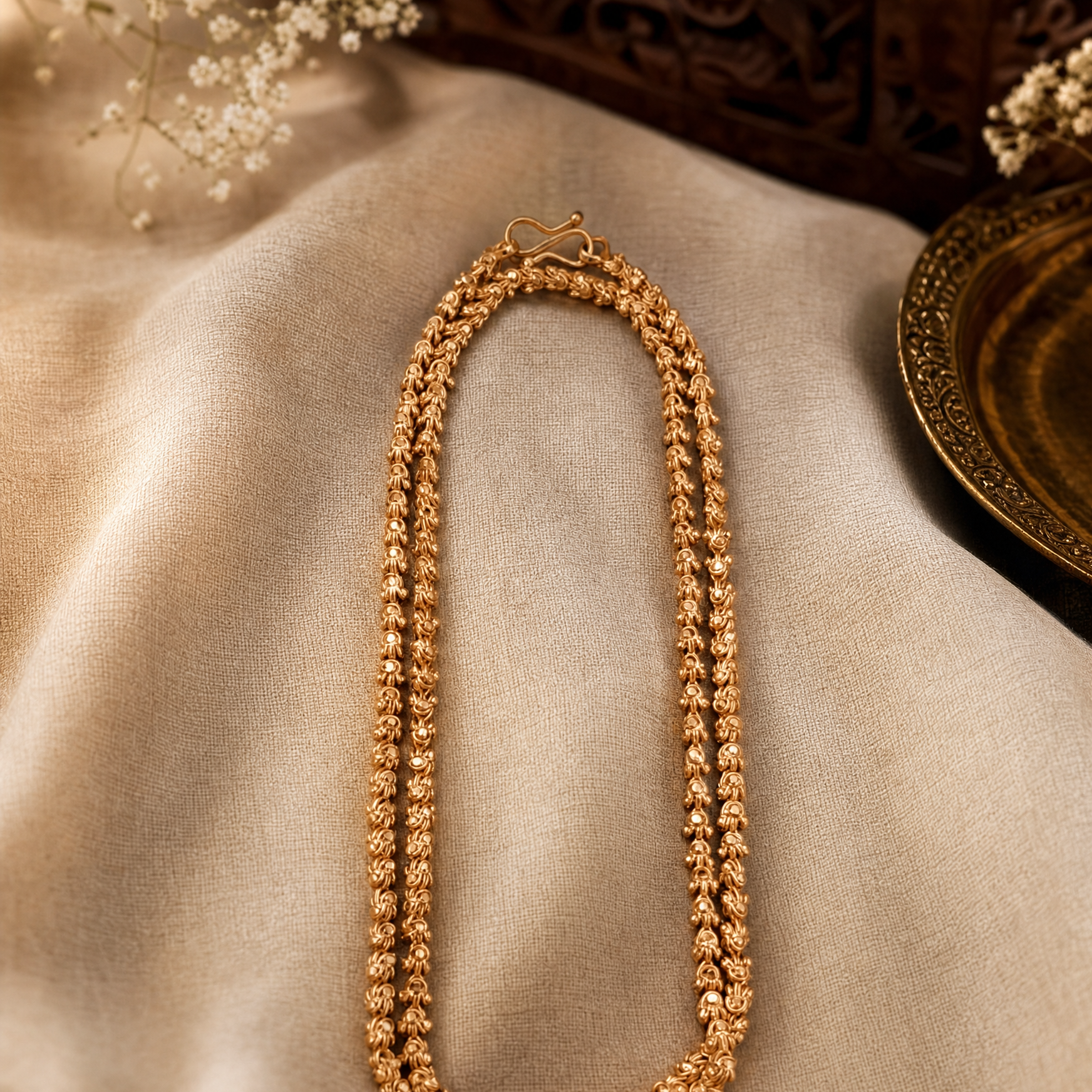 Double-Row Chain Gold Tone Necklace