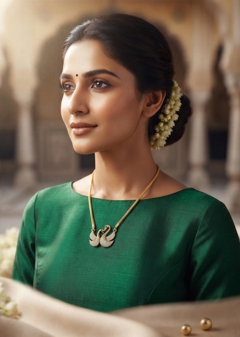 Gold Finish Curved Leaf Pendant Chain