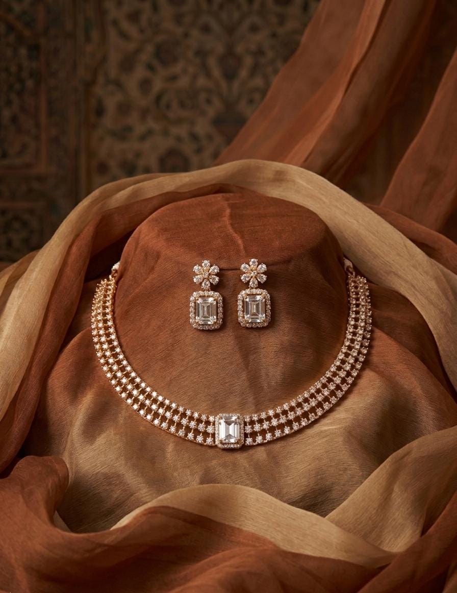 White Stone Necklace Set