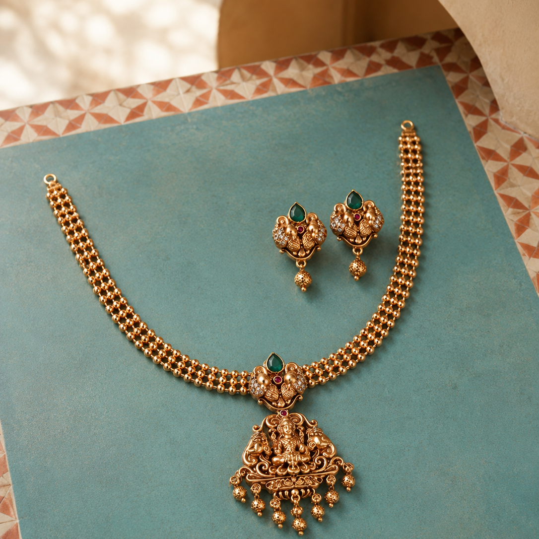 Kundan Gold Plated Pendant Necklace Set