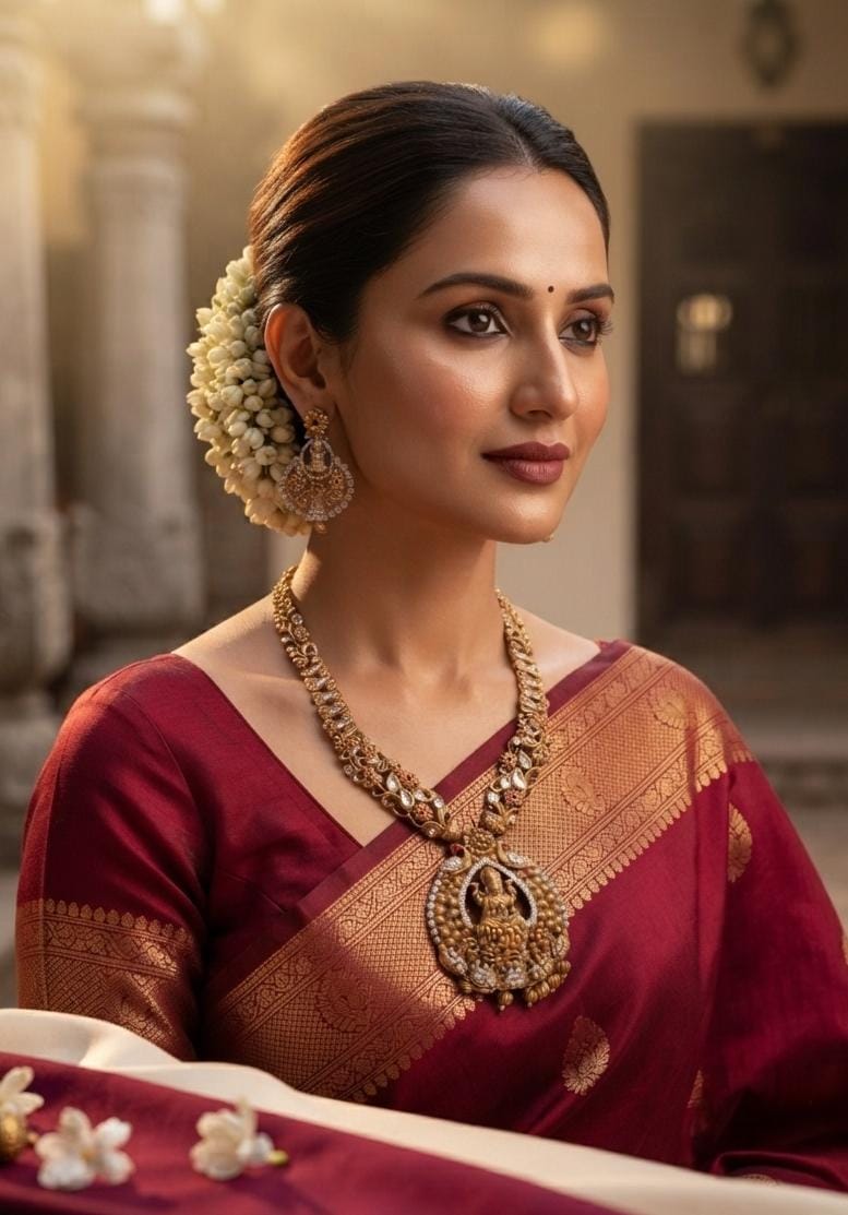 Gold Finish Temple Style Necklace Set