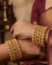Red and Green Kasula Gold Plated Bangle Set