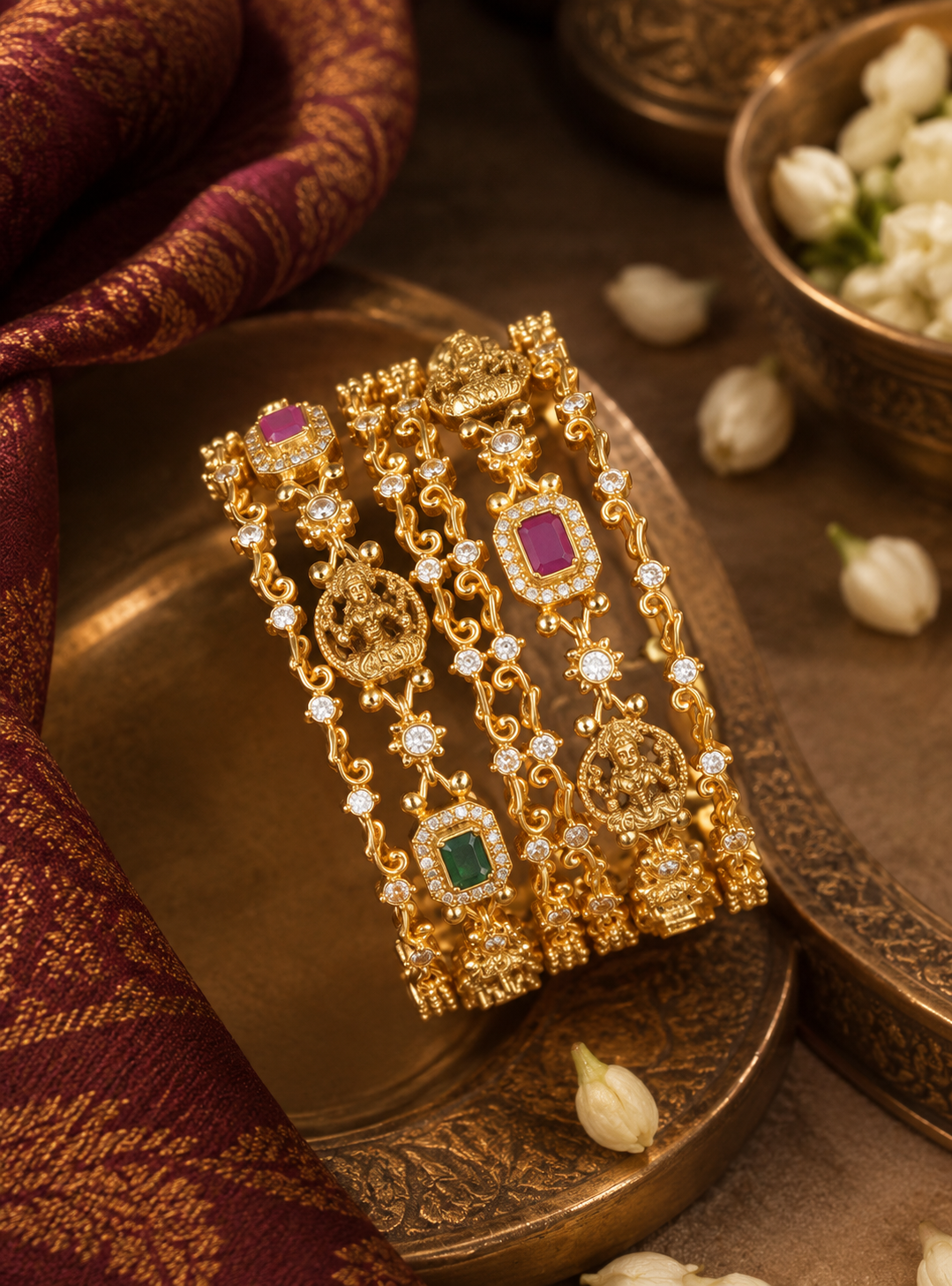 Multicolour Traditional Wide Bangle Set