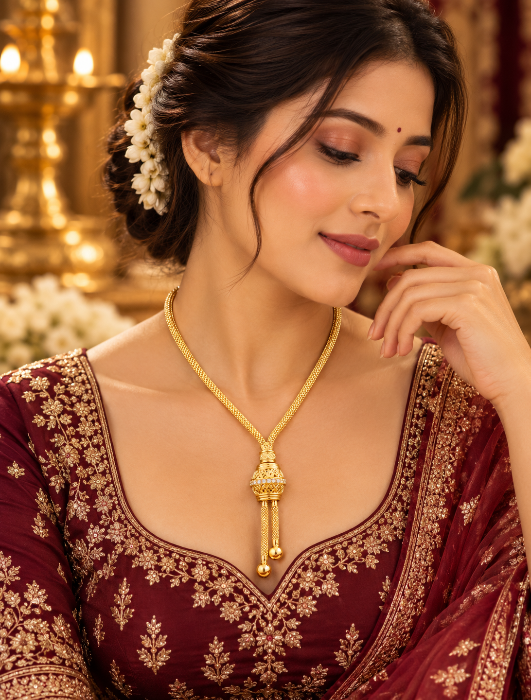 Gold Finish Ornate Pendant Chain