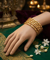 Gold Finish Leaf Motif Bangle