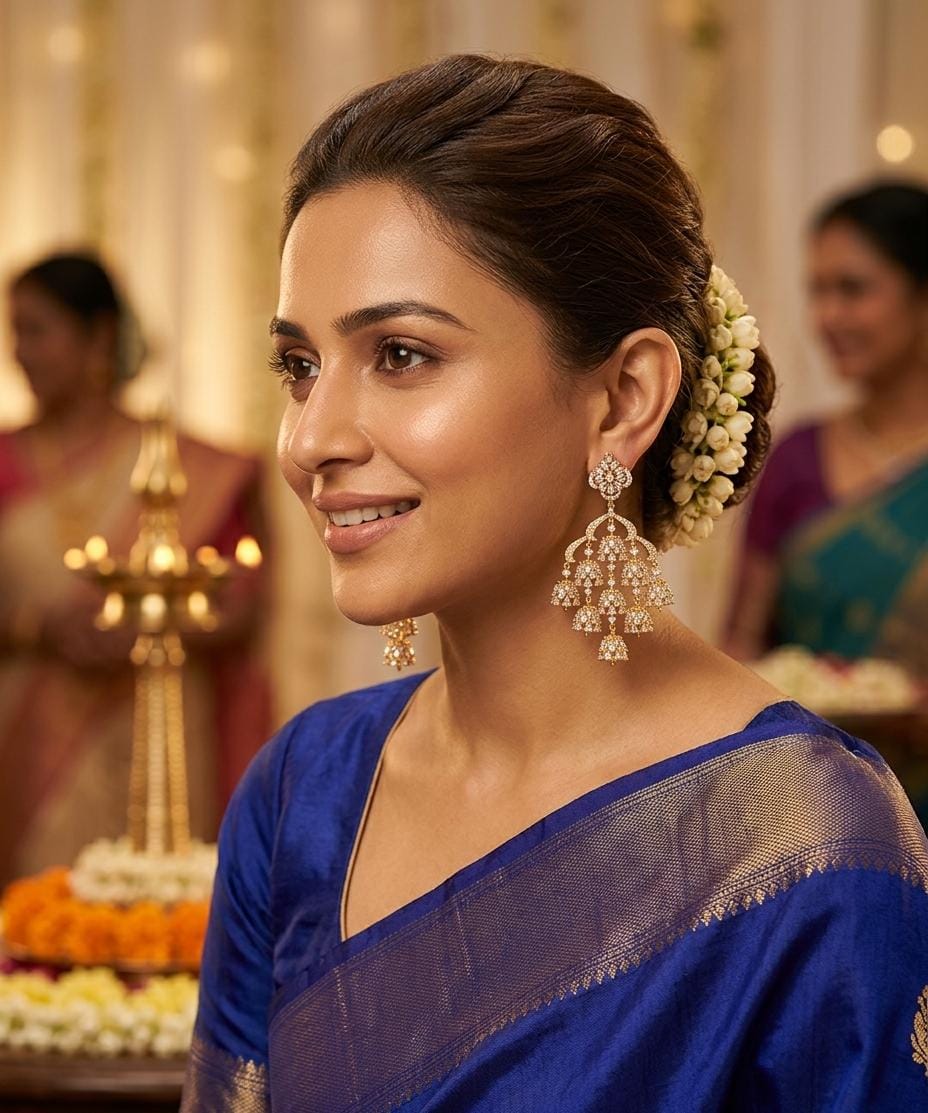 White Stone Layered Chandelier Earrings