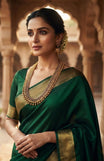 Long Gold Finish Necklace with Floral Earrings