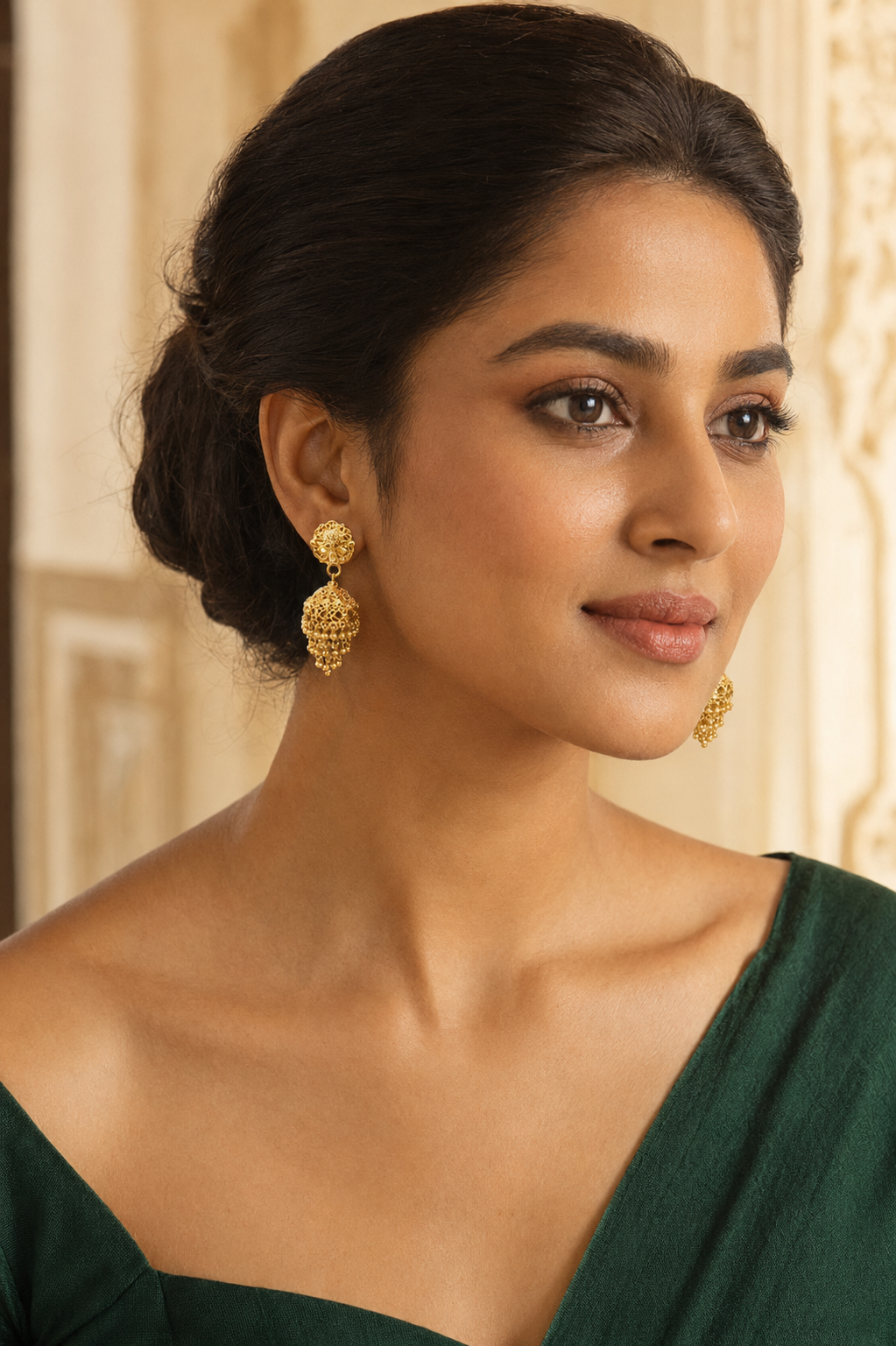Gold Tone Jhumka Drop Earrings
