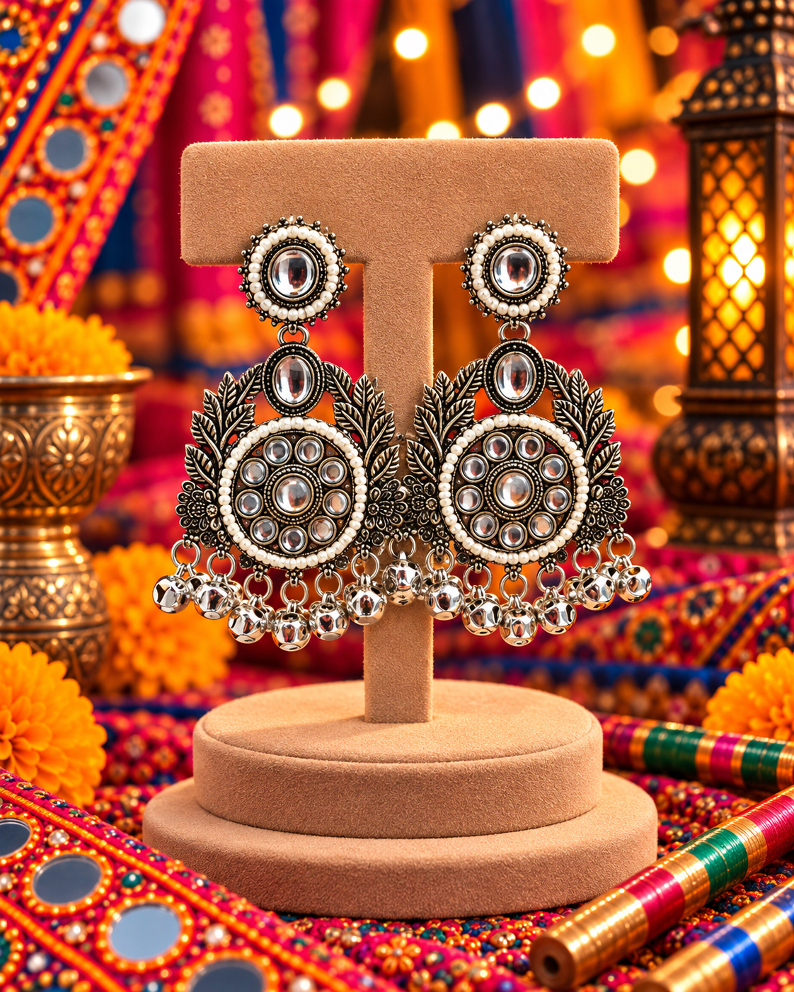 Oxidised Traditional Round Jhumka Earrings