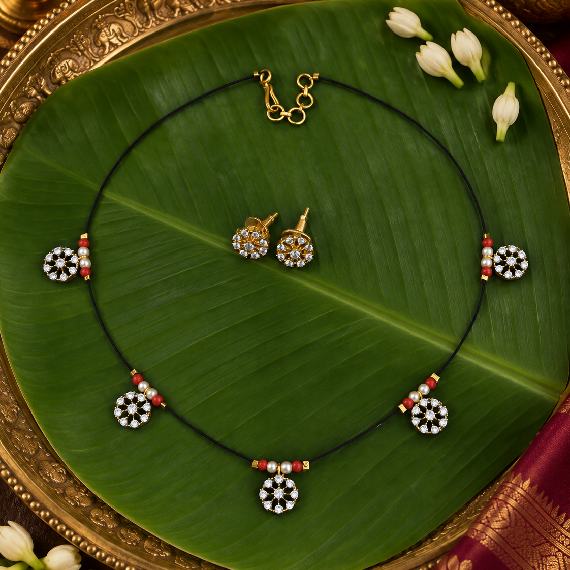 White Red Floral Mangalsutra