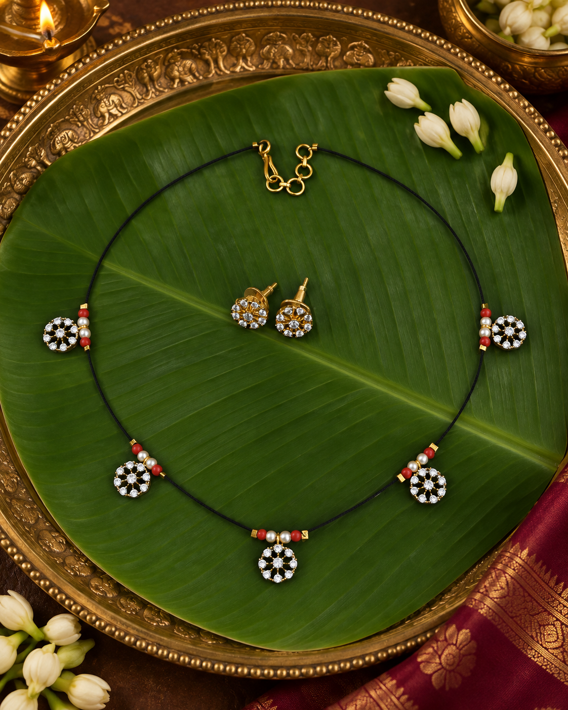 White Red Floral Mangalsutra
