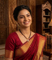 Gold Plated Black Bead Red White Stone Mangalsutra