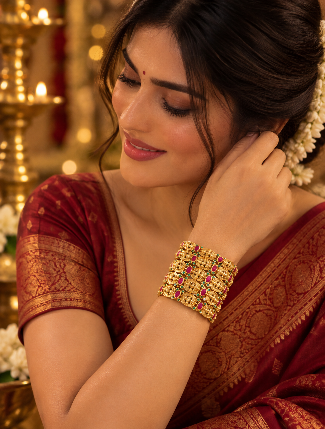 Multicolour Temple Motif Bangle