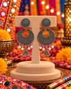 Oxidised Round Drop Earrings