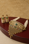 Rajwadi Green Enamel Pearl Choker Set