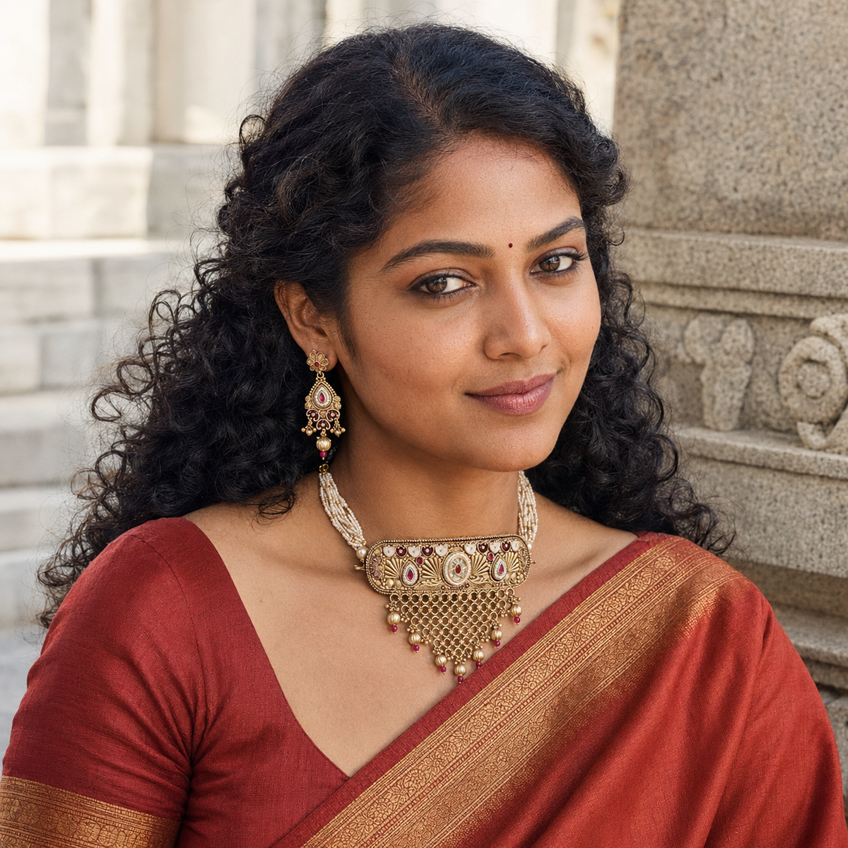 Rajwadi Fan-Motif Kundan Choker Set