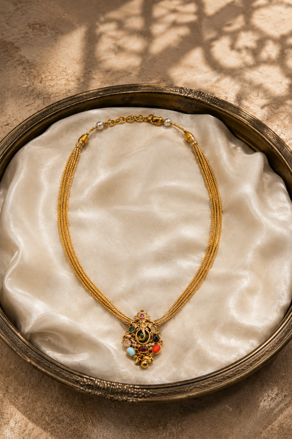 Ganesh Gold Plated Pendant Chain Necklace