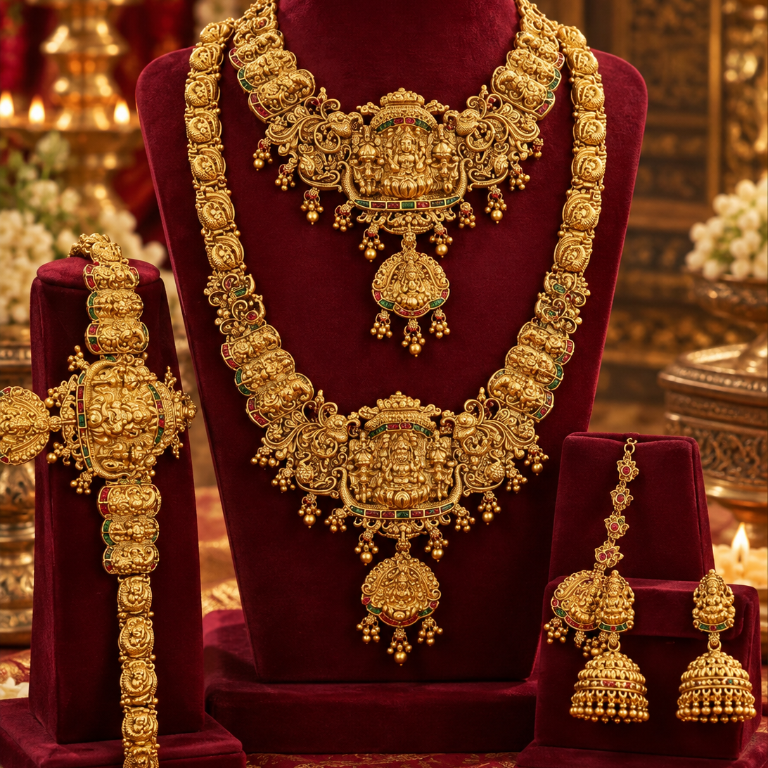 Semi Bridal Antique Temple Necklace Set