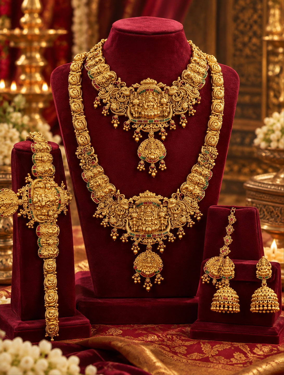 Semi Bridal Antique Temple Necklace Set