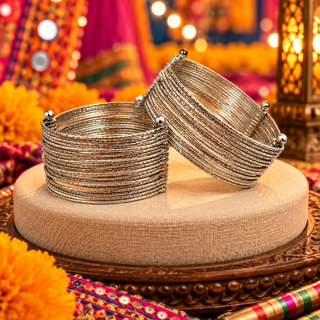 Oxidised Multi-Row Bangle