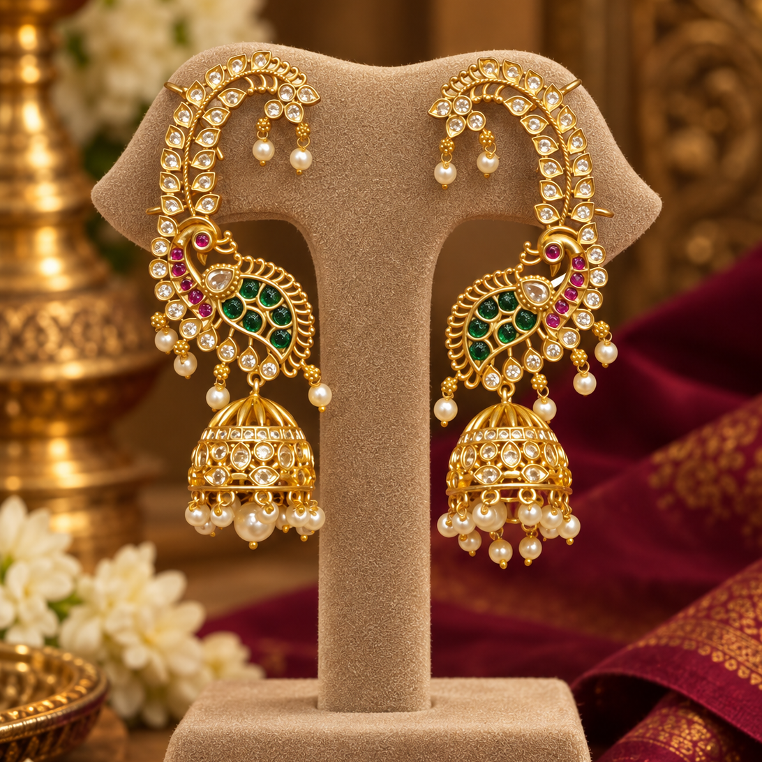 Multicolour Stone Jhumka Earrings