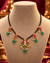 Multicolour Floral Black Bead Mangalsutra