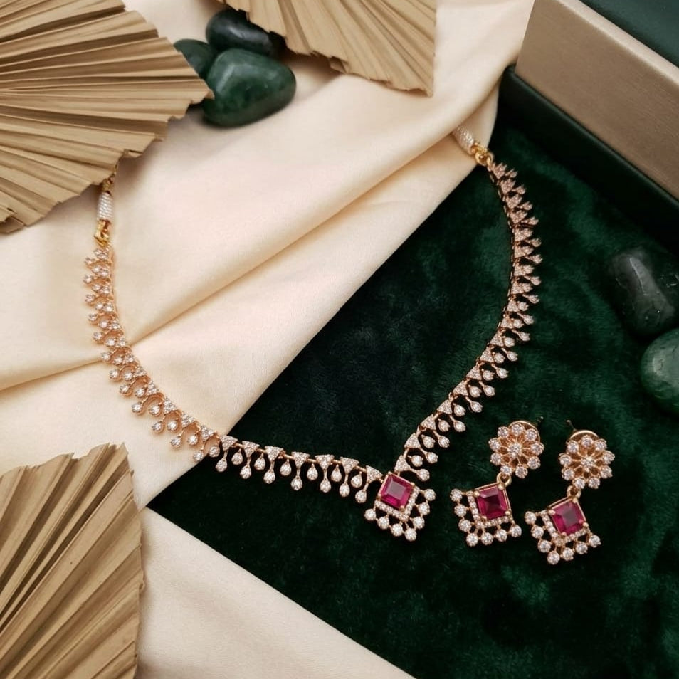 Ruby Stone Traditional Necklace Set