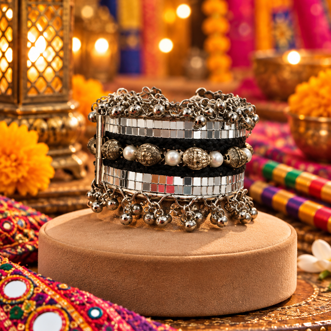 Black Shell Cuff Bracelet