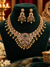 Gold Finish Emerald Antique Choker Necklace Set