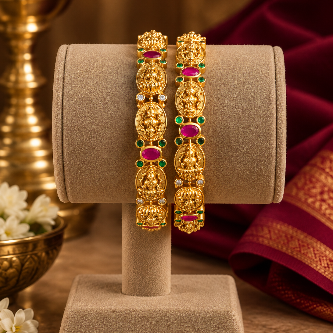 Pink Green Traditional Motif Bangle