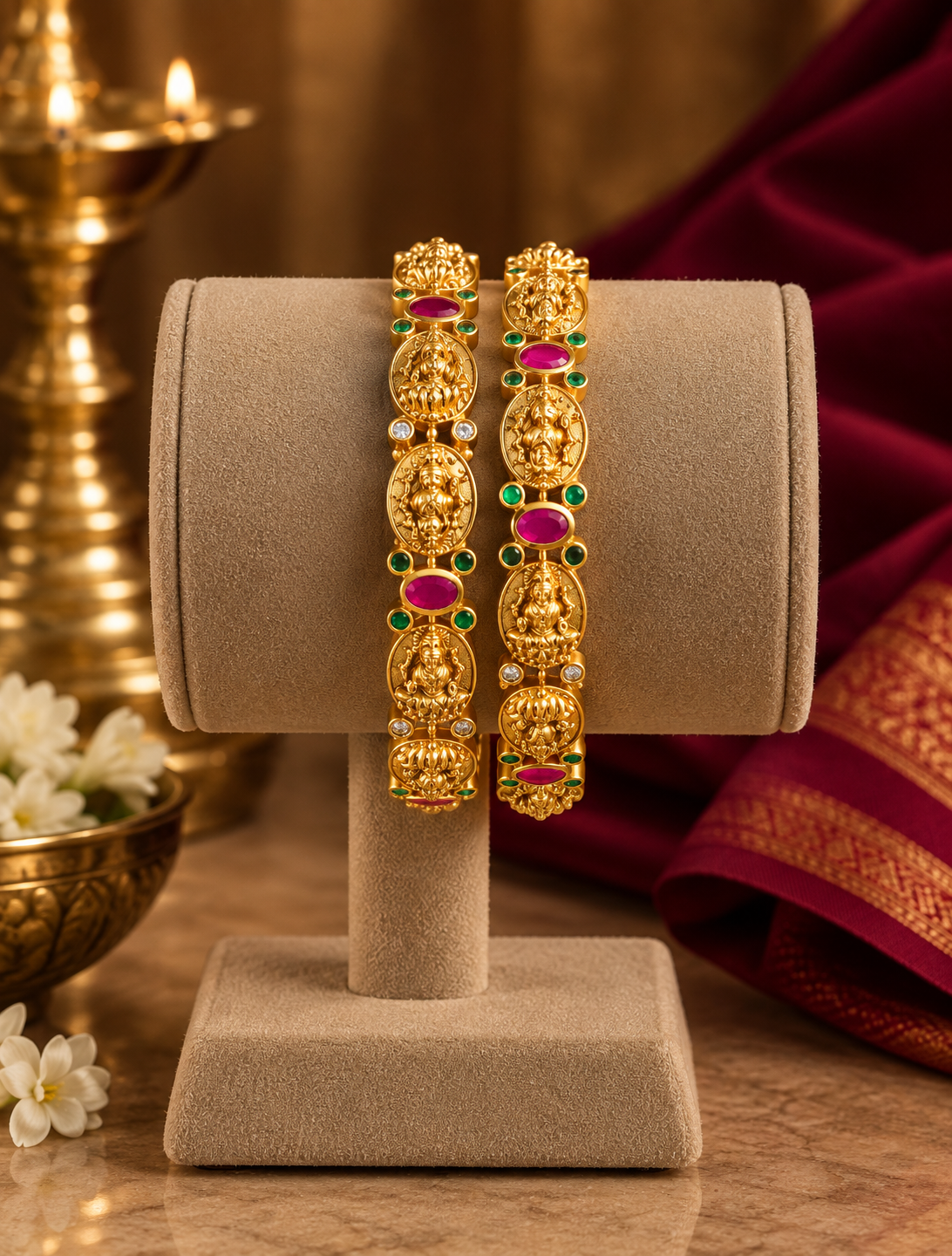 Pink Green Traditional Motif Bangle