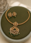 Lakshmi Devi Matte Gold Plated Necklace Set